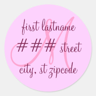 Étiquette de l'adresse de retour Monogram "M" - pe