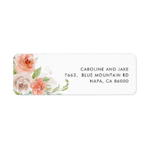 Étiquette de l'adresse de retour Peach Pink Floral