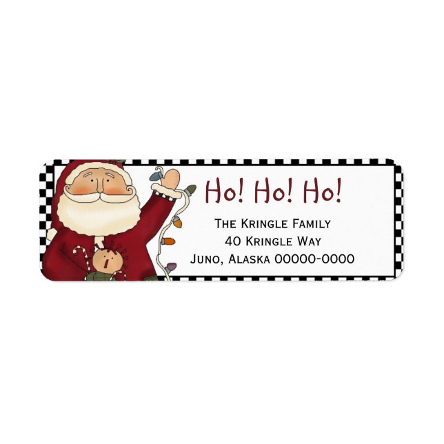 Étiquette de l'adresse de retour Père Noël primiti (Devant)