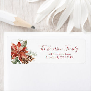 Étiquette de l'adresse de retour Poinsettia