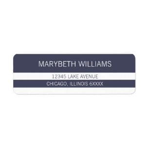 Étiquette de l'adresse de retour Preppy Blue & Whi