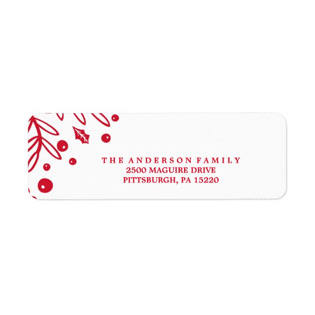 Étiquette de l'adresse de retour RED BERRY (Devant)