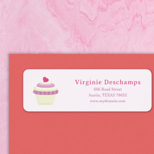 Étiquette de l'adresse de retour rose cupcake
