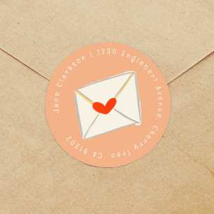 Étiquette de l'adresse de retour rose de l'envelop