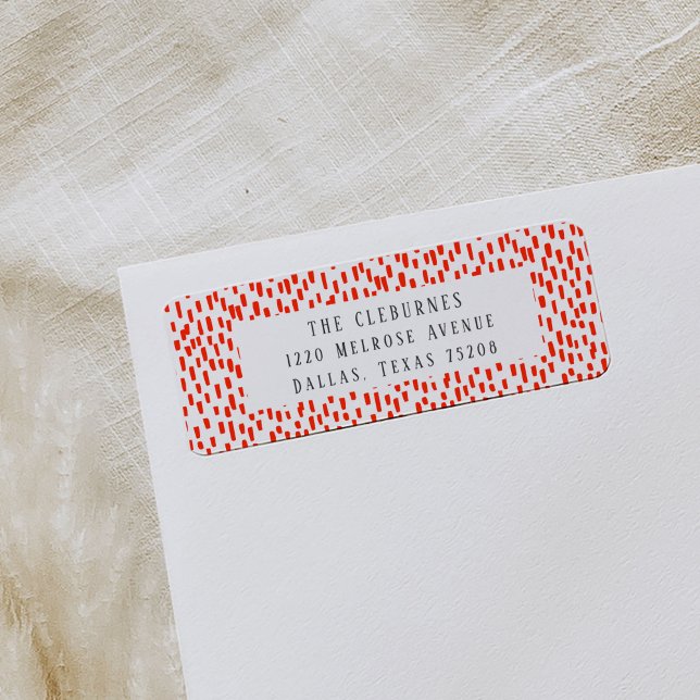 Étiquette de l'adresse de retour rouge vif (Red and white dashing playful return address labels.)