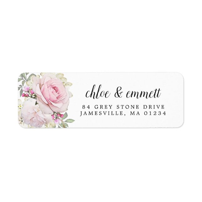 Étiquette de l'adresse de retour Rustic Blush Rose (Devant)