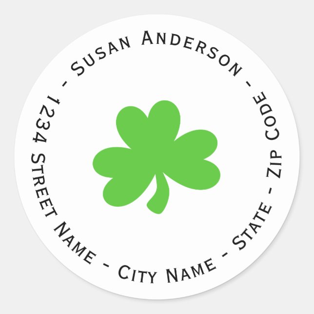 Étiquette de l'adresse de retour shamrock (Devant)