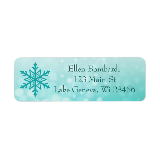 Étiquette de l'adresse de retour turquoise de Snow (Devant)