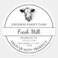 Étiquette de lait frais de ferme