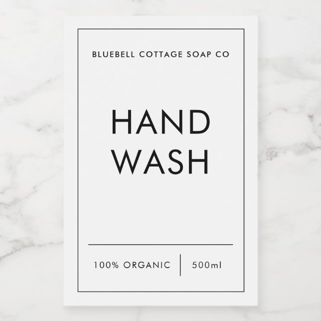Étiquette de lavage à main avec Étiquette de produ (Étiquettes simples)