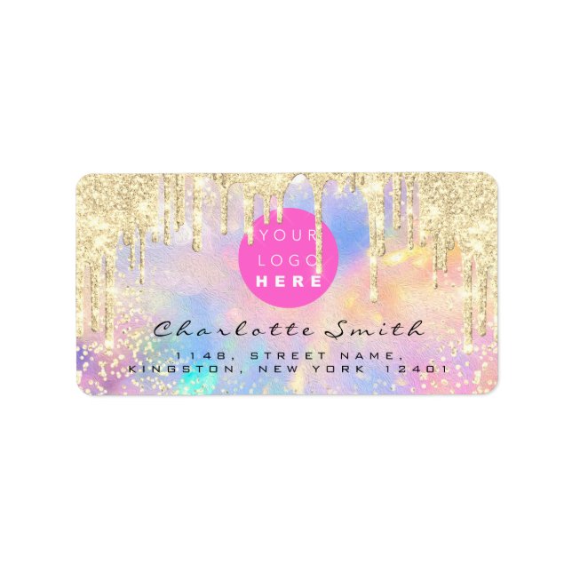 Étiquette de l'école Holograph Unicorn Logo en lig (Devant)