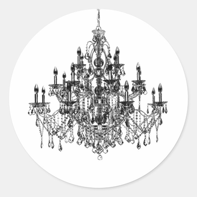 Étiquette de l'enveloppe du chandelier noir blanc (Devant)
