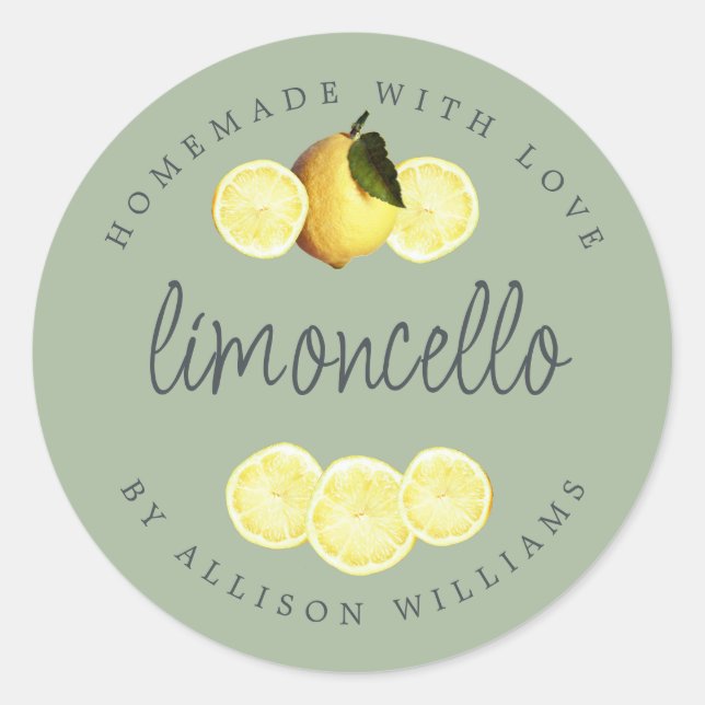 Étiquette de Limoncello fait maison sur mesure (Devant)