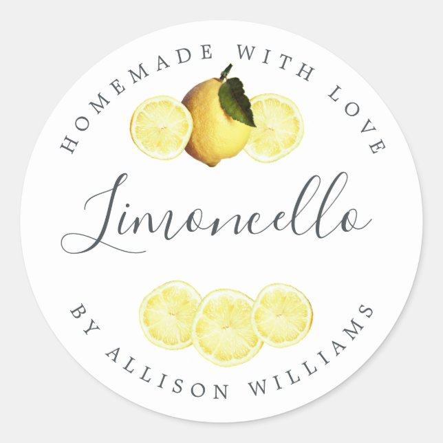 Étiquette de Limoncello fait maison sur mesure (Devant)
