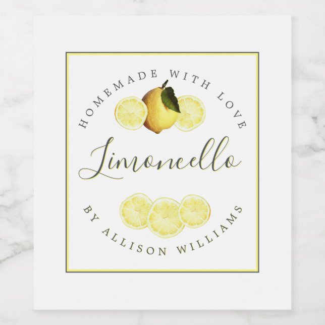 Étiquette de Limoncello fait maison sur mesure (Étiquettes simples)