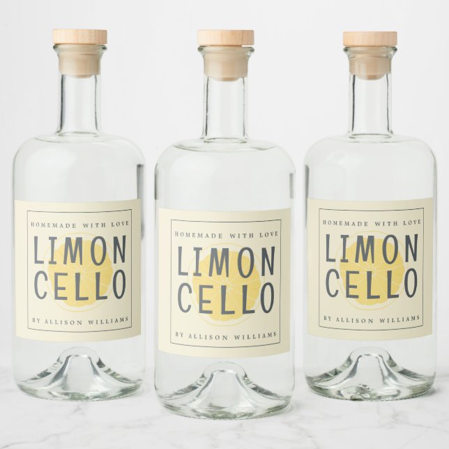 Étiquette de Limoncello fait maison sur mesure (Bouteilles)