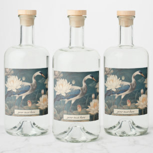 Étiquette de liqueur botanique personnalisée grue 