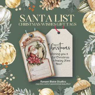 Étiquette de liste de Noël de Père Noël vintage