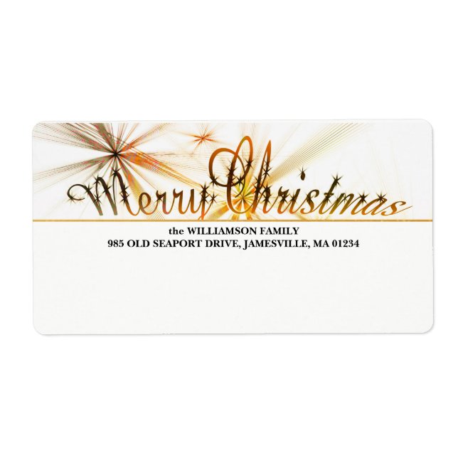 Étiquette de livraison de Noël personnalisé Gold & (Devant)