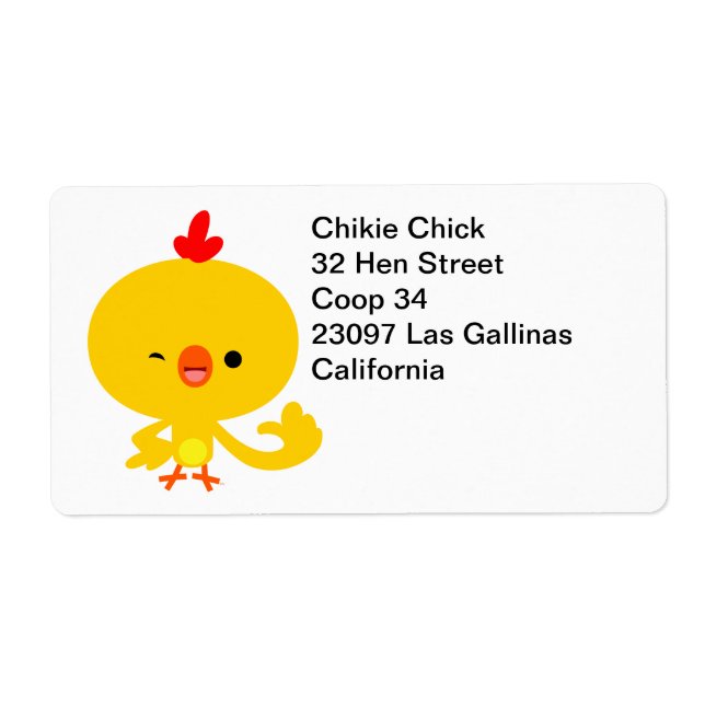 Étiquette de livraison de poulet au caricature Coo (Devant)