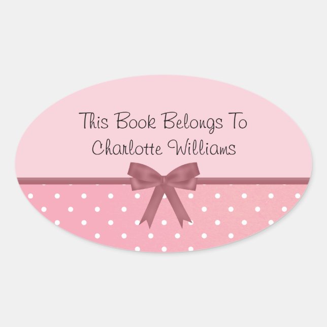 Étiquette de livre à points rose Polka (Devant)