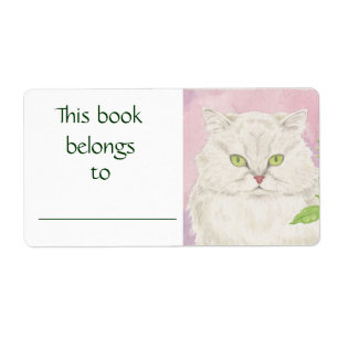 Étiquette de livre de chat persan