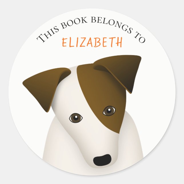 étiquette de livre de chien mignon avec le nom de  (Devant)