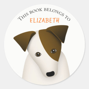 étiquette de livre de chien mignon avec le nom de 