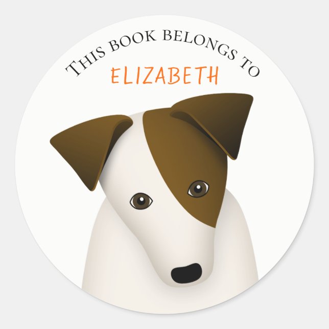 étiquette de livre de chien mignon avec le nom de  (Devant)