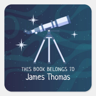 Étiquette de livre de télescope astronomique