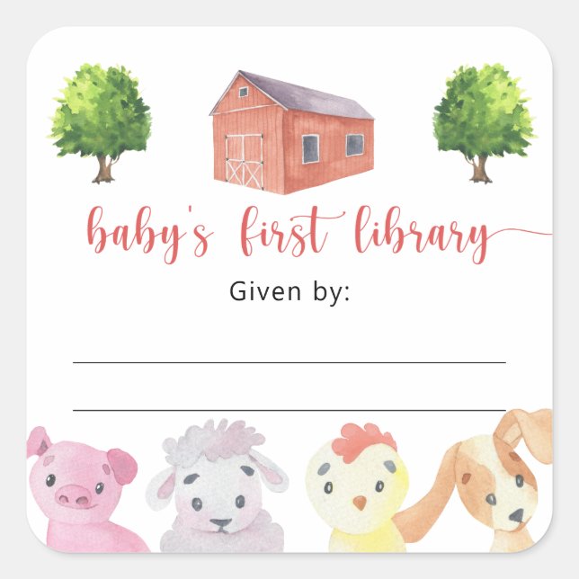 Étiquette de livre pour Baby Shower à la ferme, li (Devant)