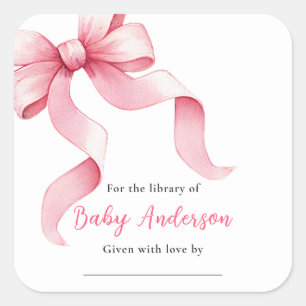 Étiquette de livre pour Baby Shower à ruban coquet