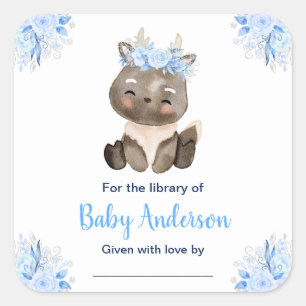 Étiquette de livre pour Baby Shower Cerf de Noël