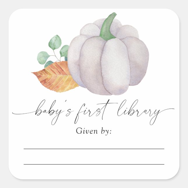 Étiquette de livre pour Baby Shower - Citrouille b (Devant)