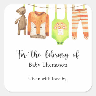 Étiquette de livre pour Baby Shower Clothesline, l