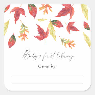 Étiquette de livre pour Baby Shower - Feuilles tom