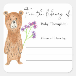 Étiquette de livre pour Baby Shower - Ours