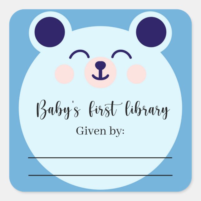Étiquette de livre pour Baby Shower - Ours Bleu (Devant)