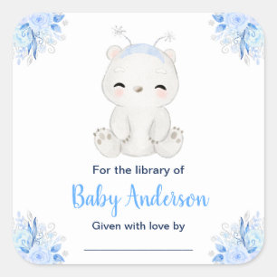 Étiquette de livre pour Baby Shower Ourson Polaire