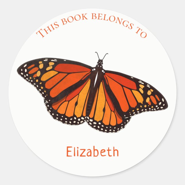 étiquette de livre pour enfant w Monarch Butterfly (Devant)
