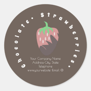 Étiquette de logo d'entreprise de fraises enrobées