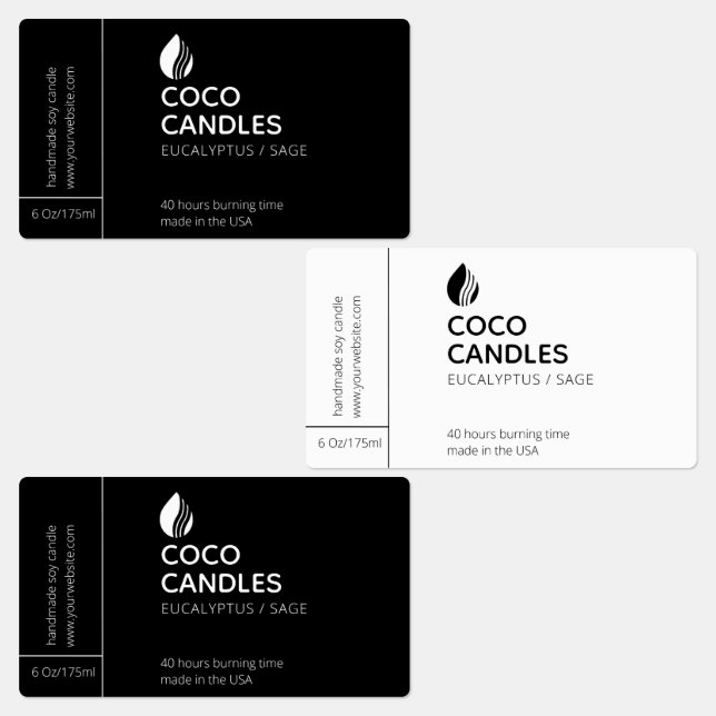 Étiquette de logo moderne à bougie noire et blanch (Groupe)
