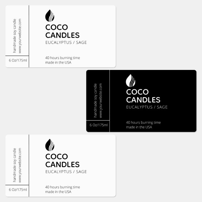 Étiquette de logo moderne à bougie noire et blanch (Groupe)