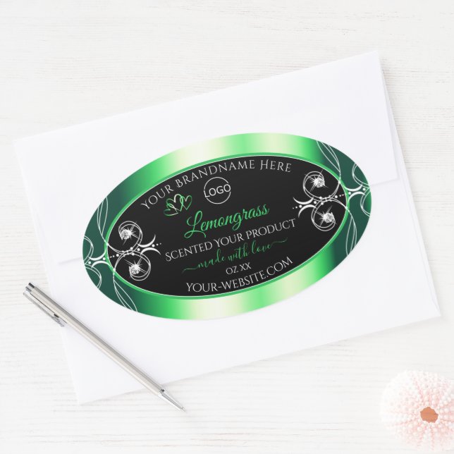 Étiquette de luxe Emerald Green Black avec logo (Enveloppe)