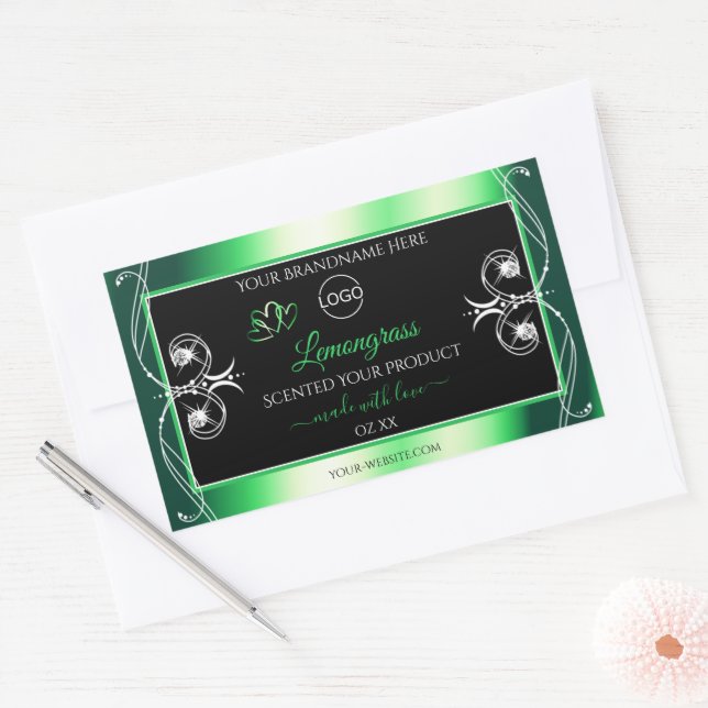 Étiquette de luxe Emerald Green Black avec logo (Enveloppe)
