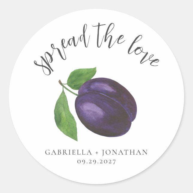 Étiquette de mariage à la confiture de prunes Plum (Devant)