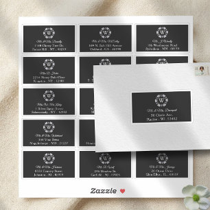 Étiquette de mariage avec monogramme argenté en fo
