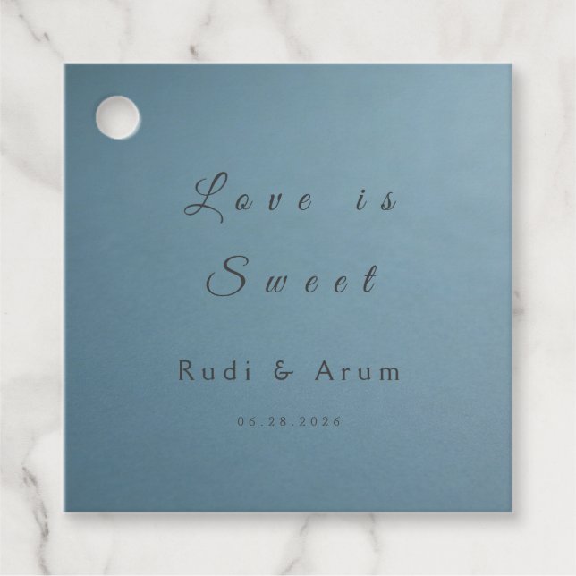 Étiquette de mariage bleue (Devant)