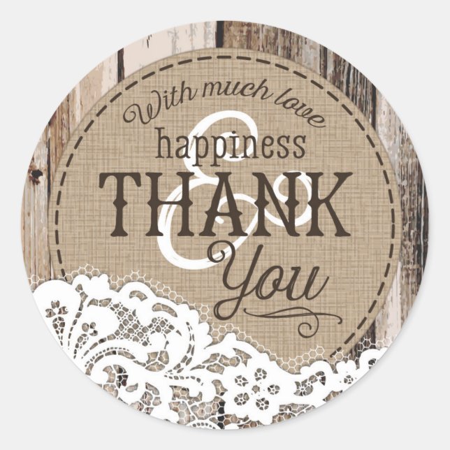 Étiquette de Mariage campagnard rustique en bois e (Devant)