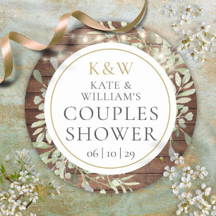 Étiquette de mariage champêtre avec monogramme et